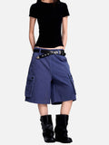 DAXUEN deep blue corduroy cargo shorts