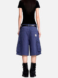 DAXUEN deep blue corduroy cargo shorts