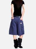 DAXUEN deep blue corduroy cargo shorts
