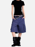 DAXUEN deep blue corduroy cargo shorts