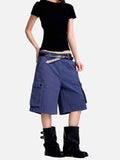 DAXUEN deep blue corduroy cargo shorts
