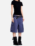 DAXUEN deep blue corduroy cargo shorts