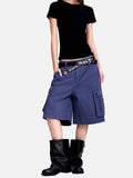DAXUEN deep blue corduroy cargo shorts