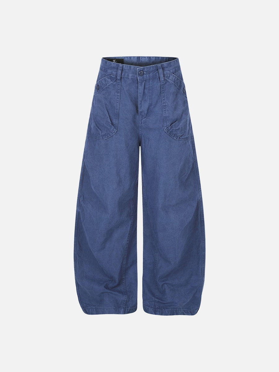 DAXUEN deep blue oversized barrel-leg pants