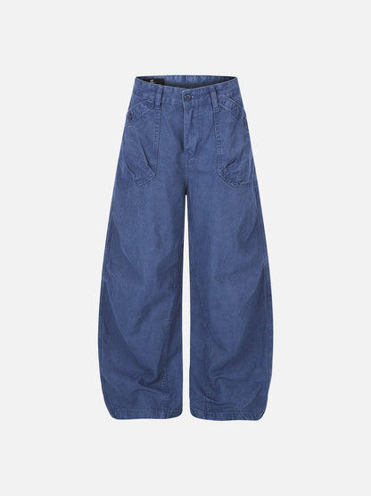 DAXUEN deep blue oversized barrel-leg pants