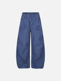 DAXUEN deep blue oversized barrel-leg pants