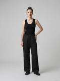 DAXUEN beige deep U-neck ribbed knit tank top — model photo