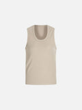 Deep U-Neck Ribbed Knit Tank Top