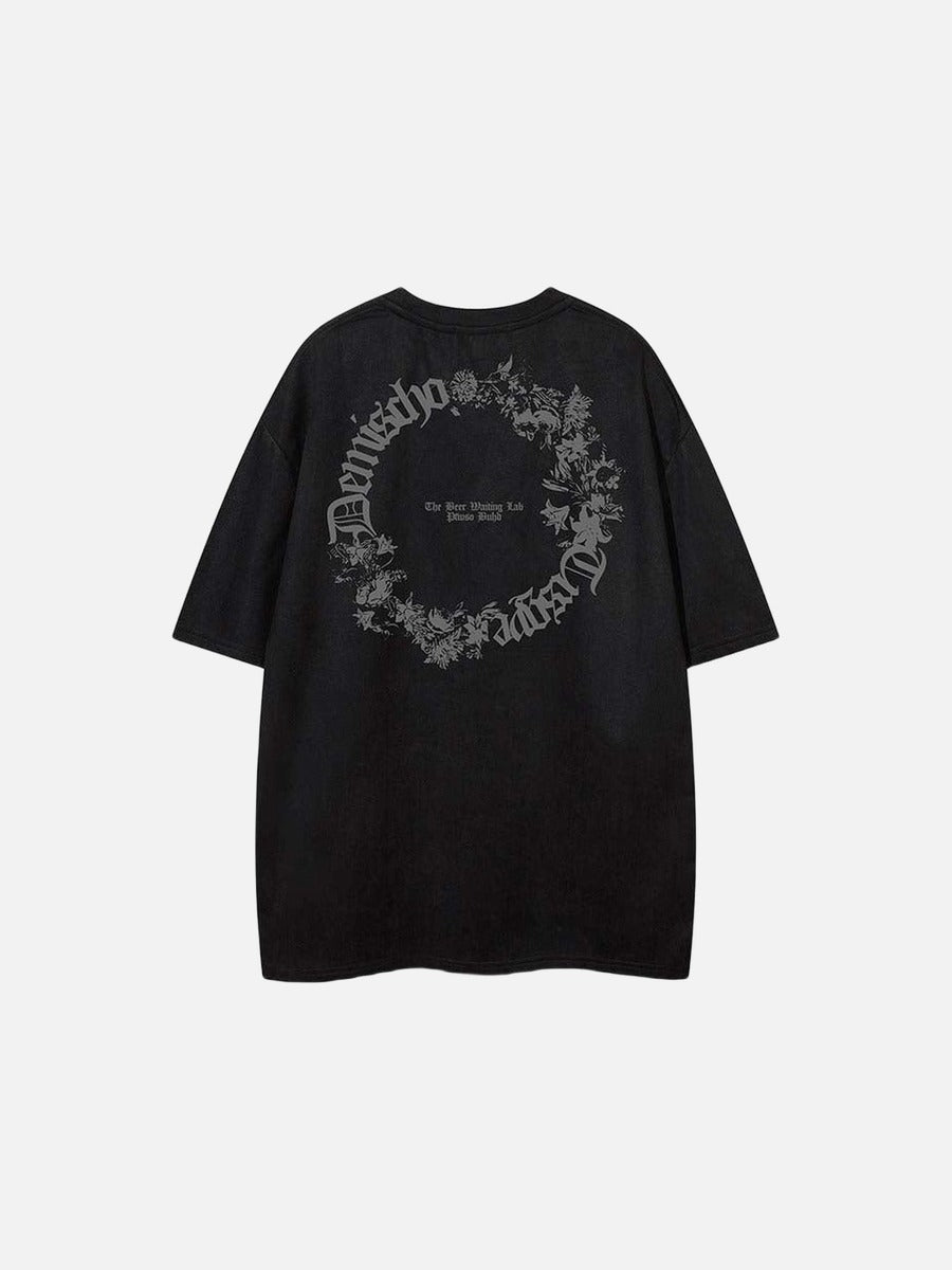 DAXUEN Vintage graphic t-shirt with floral design