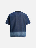 DAXUEN Denim ombre short-sleeve embroidered crewneck tee
