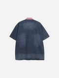 DAXUEN Relaxed-fit short-sleeved button-down denim shirt
