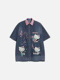DAXUEN Relaxed-fit short-sleeved button-down denim shirt