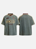 DAXUEN Light blue denim short sleeve t-shirt with embroidery