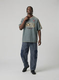 DAXUEN Light blue denim short sleeve t-shirt with embroidery — model photo