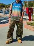 DAXUEN Desert landscape print short-sleeved graphic T-shirt — model photo