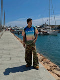 DAXUEN Desert landscape print short-sleeved graphic T-shirt — model photo
