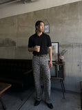 DAXUEN white diagonal knit texture quarter-zip polo shirt — model photo