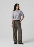 DAXUEN white diagonal knit texture quarter-zip polo shirt — model photo