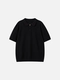 Diagonal Knit Texture Quarter-Zip Polo Shirt