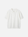 Diagonal Knit Texture Quarter-Zip Polo Shirt