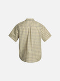 DAXUEN light beige and brown diagonal plaid button-up shirt