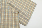 DAXUEN light beige and brown diagonal plaid button-up shirt