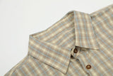 DAXUEN light beige and brown diagonal plaid button-up shirt