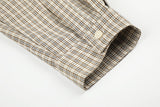 DAXUEN light beige diagonal plaid long-sleeved shirt