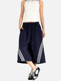 DAXUEN navy casual shorts with diagonal white stripes