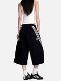 DAXUEN navy casual shorts with diagonal white stripes