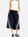 DAXUEN navy casual shorts with diagonal white stripes
