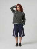 Diagonal Stripe Navy Casual Shorts