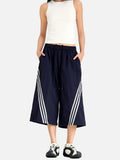 DAXUEN navy casual shorts with diagonal white stripes