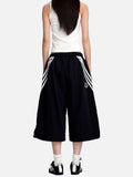 DAXUEN navy casual shorts with diagonal white stripes