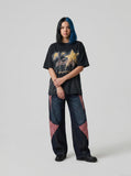 DAXUEN Dip-dye graphic T-shirt with star design — model photo