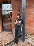 DAXUEN Dip-dye graphic T-shirt with star design — model photo