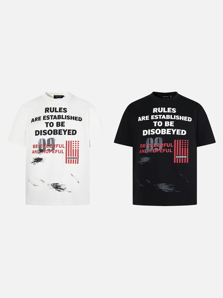 DAXUEN Oversized graphic print black and cream t-shirt