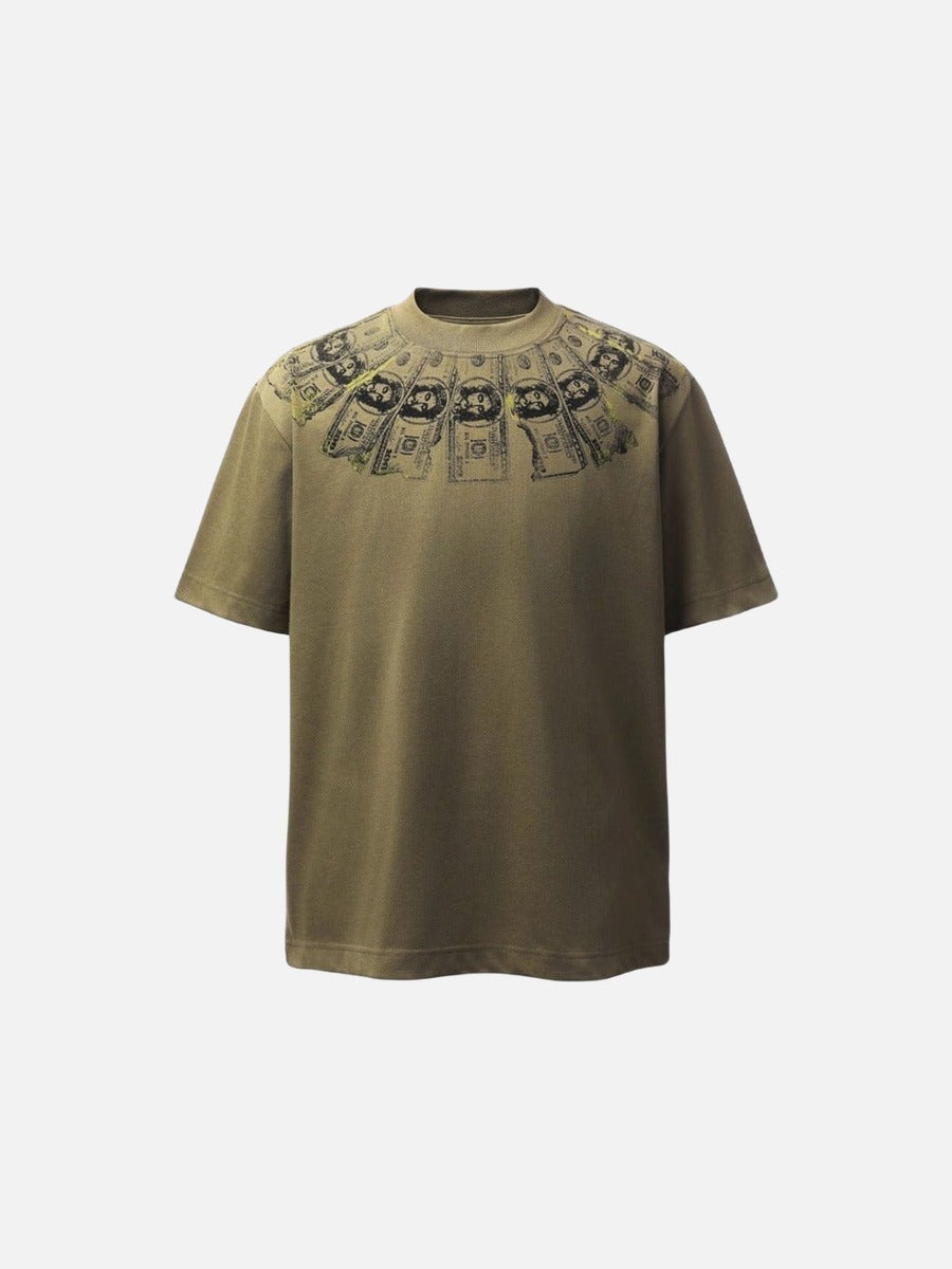 DAXUEN Short-sleeved graphic t-shirt with dollar bill print