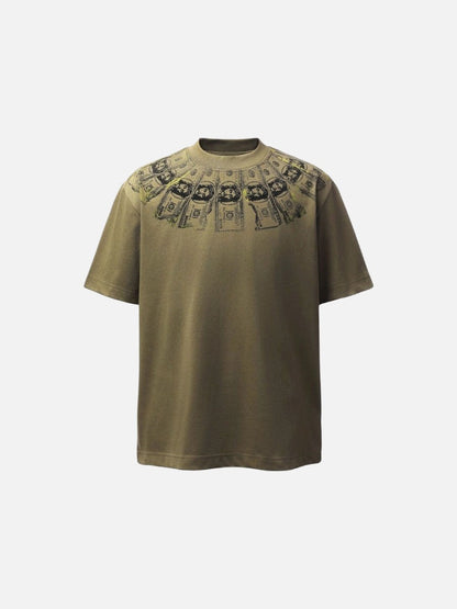 DAXUEN Short-sleeved graphic t-shirt with dollar bill print