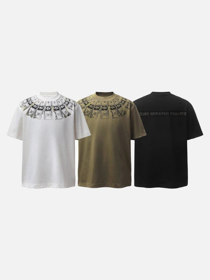 DAXUEN Short-sleeved graphic t-shirt with dollar bill print