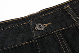 DAXUEN dark blue denim wide-leg jeans with patterned panel