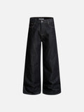 DAXUEN dark blue denim wide-leg jeans with patterned panel