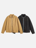 DAXUEN tan relaxed jacket with patterned trim