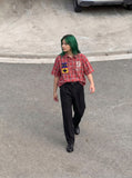DAXUEN Distinctive plaid button-up shirt with beaded details — model photo