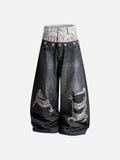 DAXUEN dark grey two-tone distressed baggy jeans
