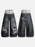 DAXUEN dark grey two-tone distressed baggy jeans