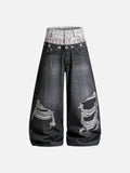 DAXUEN dark grey two-tone distressed baggy jeans