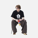 DAXUEN black oversized distorted face graphic tee