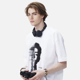 DAXUEN black oversized distorted face graphic tee