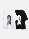 DAXUEN black oversized distorted face graphic tee